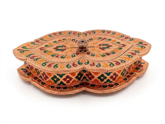 Meenakari Marquise Shape Storage & Serving Box / Decorative Wooden Multipurpose Gift Box