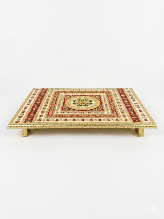 Golden Meenakari Pooja Chowki