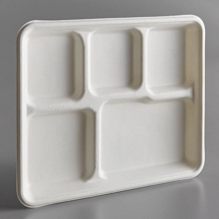 Biodegradable 5 Compartment Tray (10 x 8 Inches)