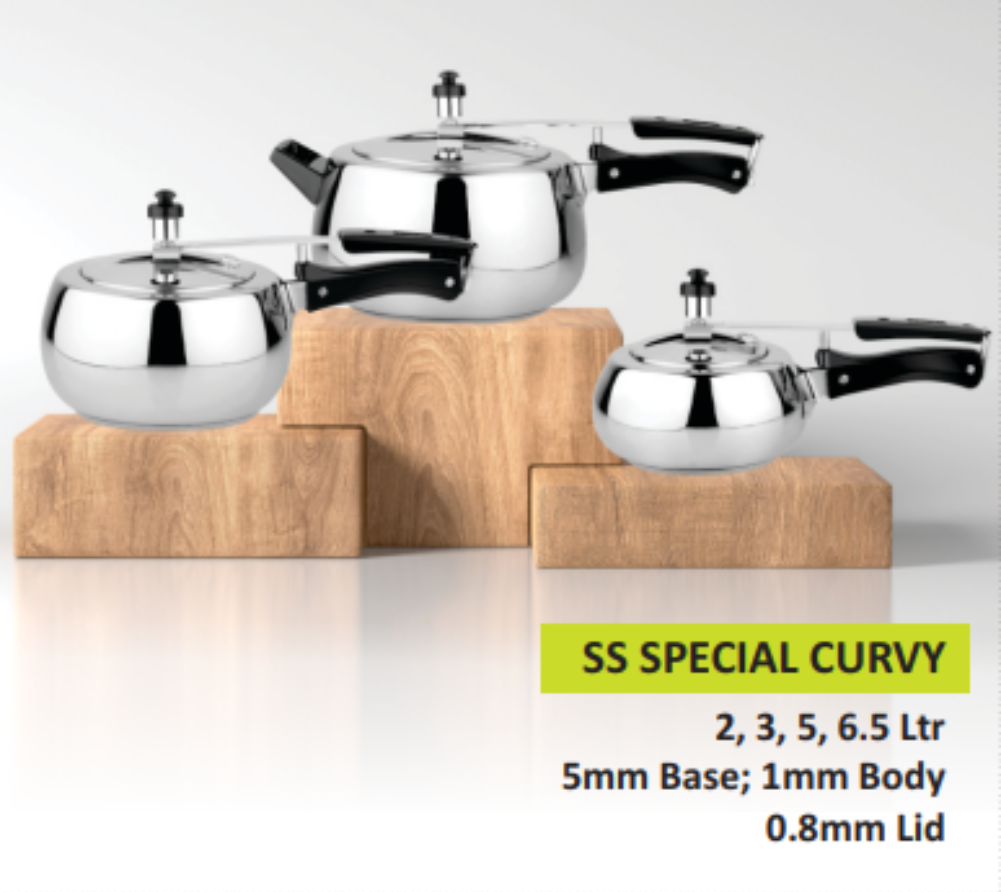 Madhu SS Special Curvy Pressure Cooker - 3 Liter