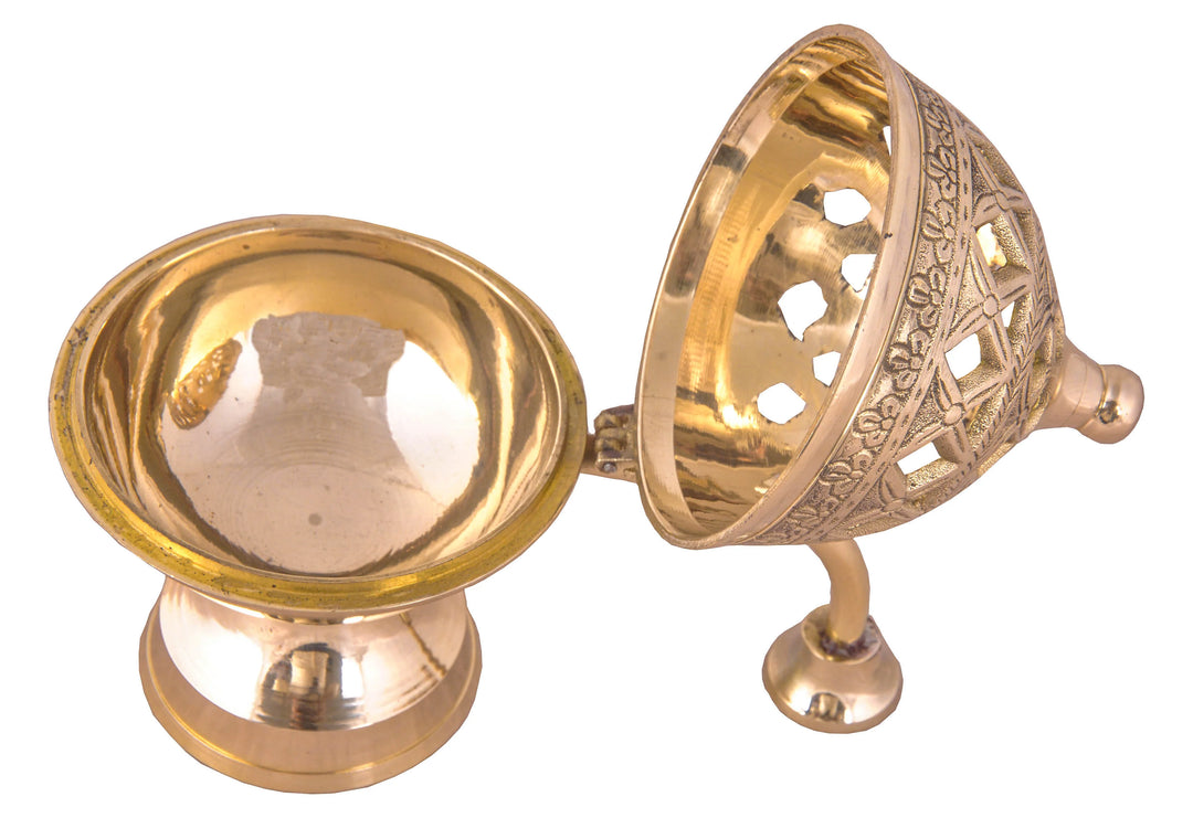 Brass Dhoop Dani with Lid & Brass Handle