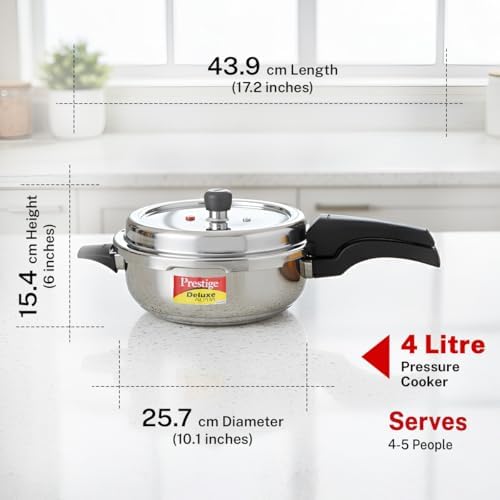 Prestige Svachh Stainless Steel Senior Pan Pressure Cooker - 4 Liter