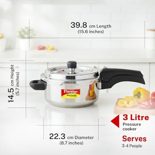Prestige Deluxe Alpha Svachh Stainless Steel Pressure Cooker - 5.5 Liter
