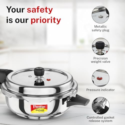 Prestige Svachh Stainless Steel Senior Pan Pressure Cooker - 4 Liter