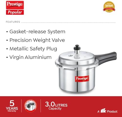 Prestige Popular Aluminium Pressure Cooker - 5 Liter