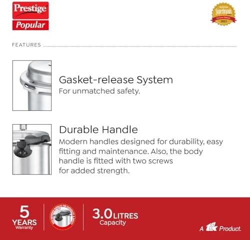 Prestige Popular Aluminium Pressure Cooker - 2 Liter