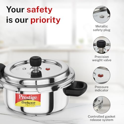 Prestige Deluxe Alpha Svachh Stainless Steel Pressure Cooker - 10 Liter