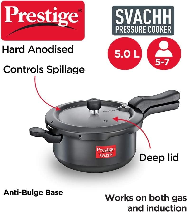 Prestige Svachh Hard Anodized Pressure Cooker - 5 Liter