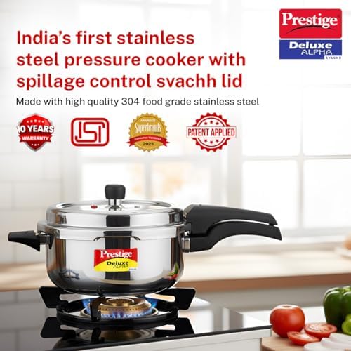 Prestige Svachh Stainless Steel Senior Pan Pressure Cooker - 5 Liter