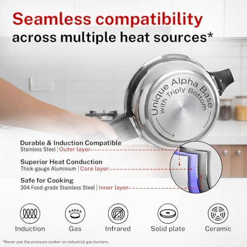 Prestige Svachh Stainless Steel Senior Pan Pressure Cooker - 4 Liter