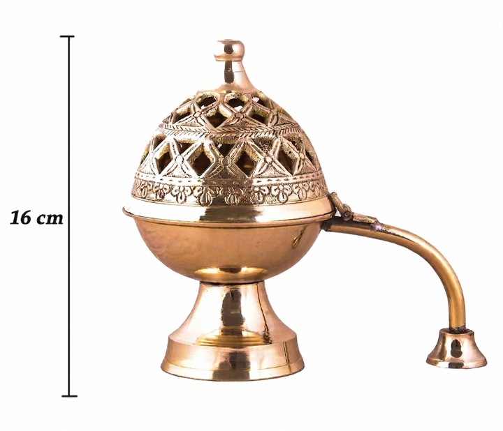 Brass Dhoop Dani with Lid & Brass Handle