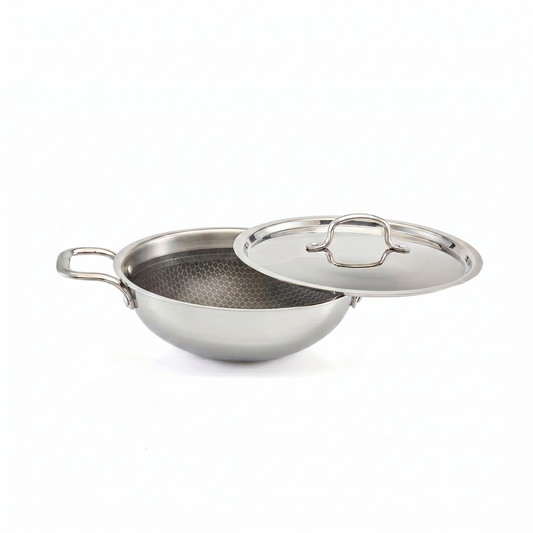 Triply Stainless Steel Honeycomb Kadai with Lid