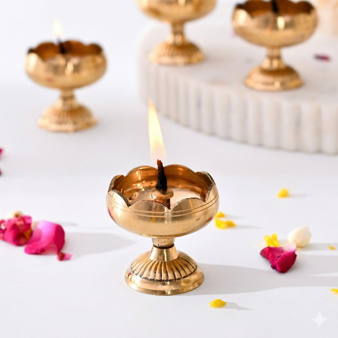 Brass Lotus Flower Diya