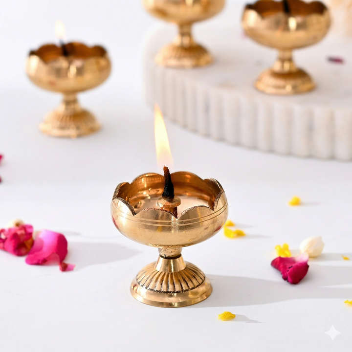 Brass Lotus Flower Diya