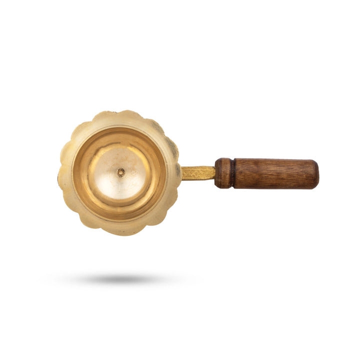 Brass Sambrani Burner - Dhoopkal with Wooden Handle (Small)