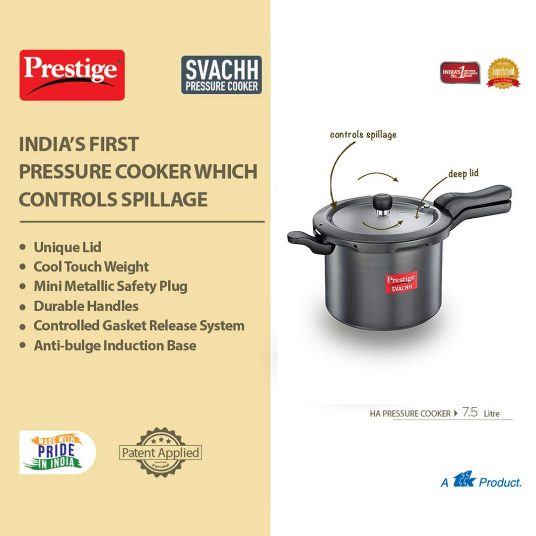 Prestige Svachh Hard Anodized Pressure Cooker - 7.5 Liter