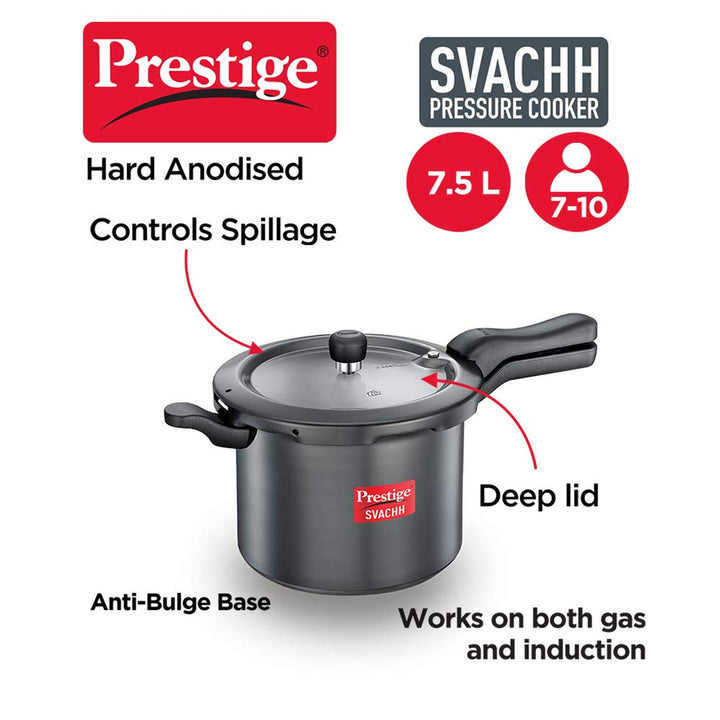 Prestige Svachh Hard Anodized Pressure Cooker - 7.5 Liter