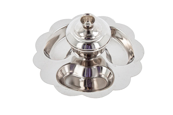 Metal Sindur Box Silver Kumkum Pot Dibbi Plate Set