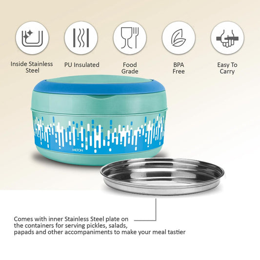 Milton New Small Bite Insulated Tiffin Box with Plate 590ml