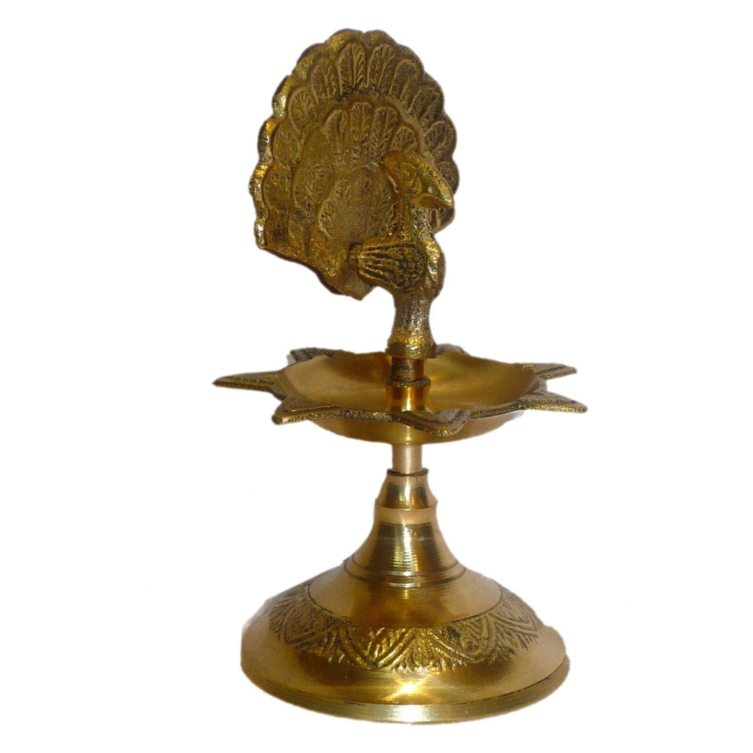 Brass Peacock Divi - 1 Step Pooja Diya