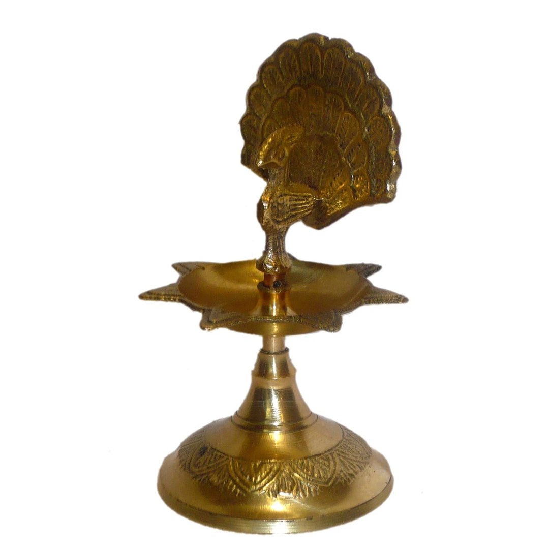 Brass Peacock Divi - 1 Step Pooja Diya
