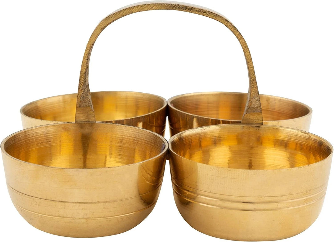 Brass Choumukha 4 in 1 Haldi Kumkum Holder