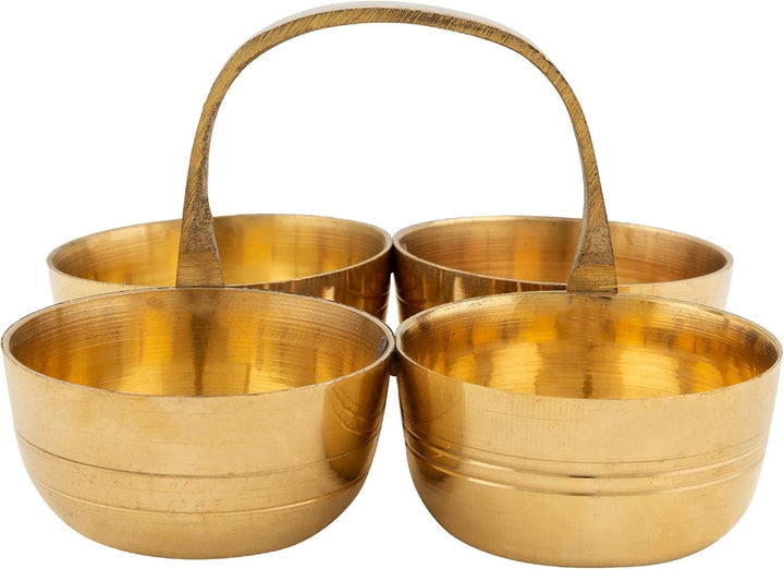Brass Choumukha 4 in 1 Haldi Kumkum Holder